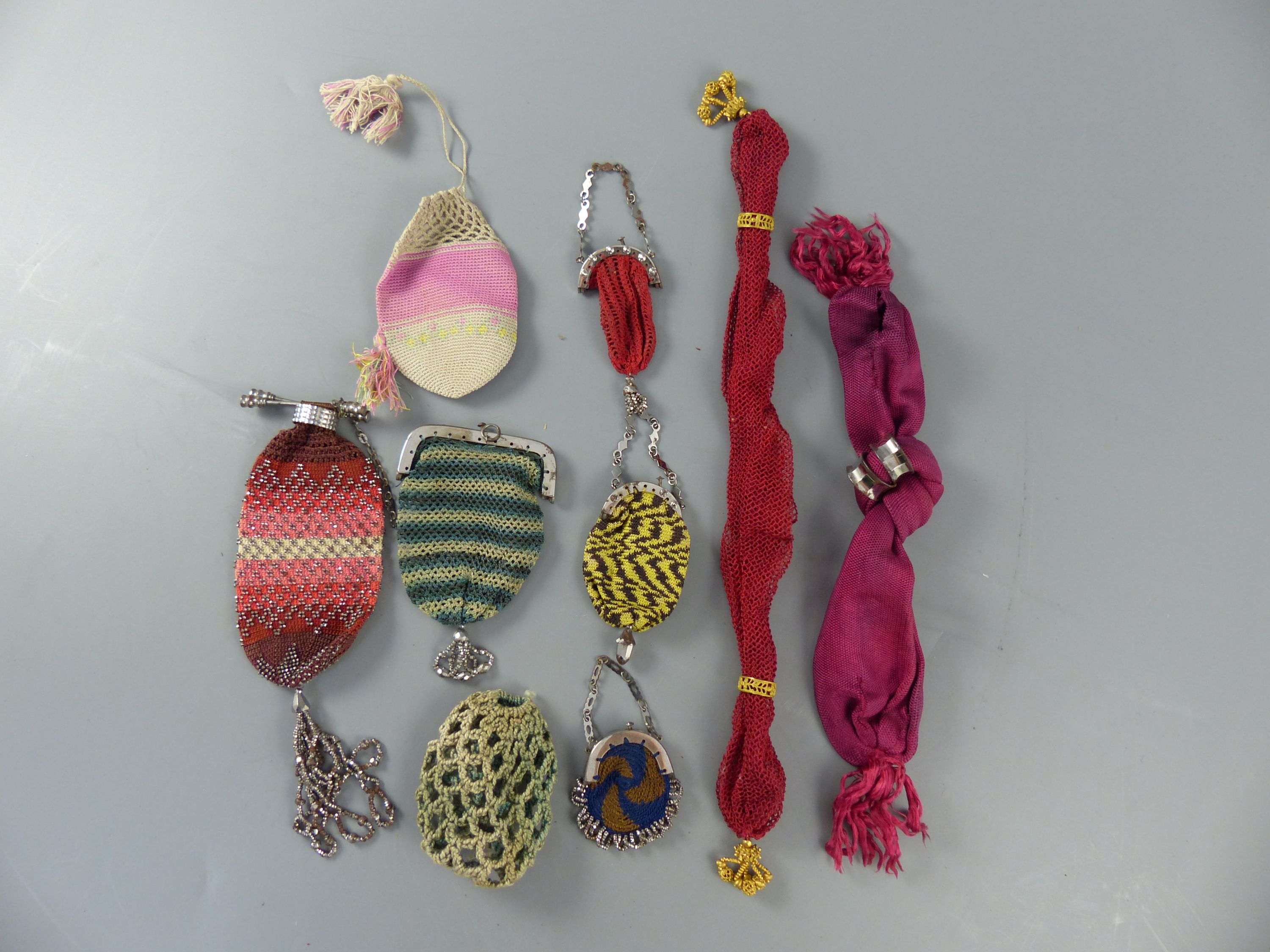 A group of assorted needlework and cut steel purses